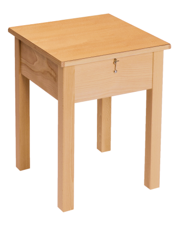 Hocker mit Putzzeugkasten, mit Massivholzdeckel