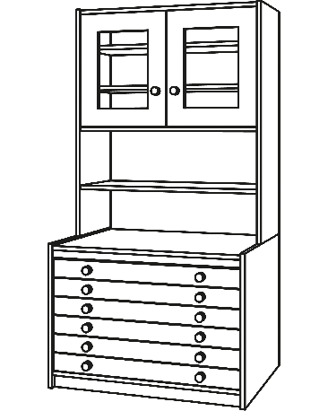 Papierschrank mit Aufsatz