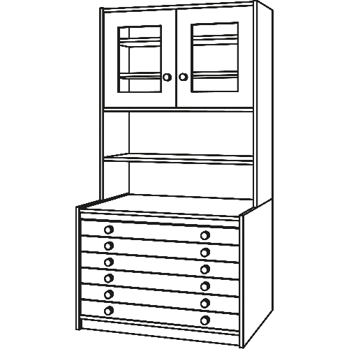 Papierschrank mit Aufsatz